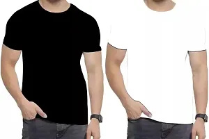 Classic Polyester Solid Tshirt for Men, Pack of 2-thumb1