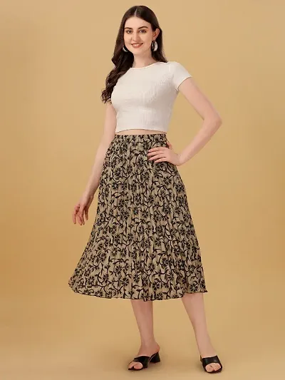 Trendy Printed Pleated Skirt