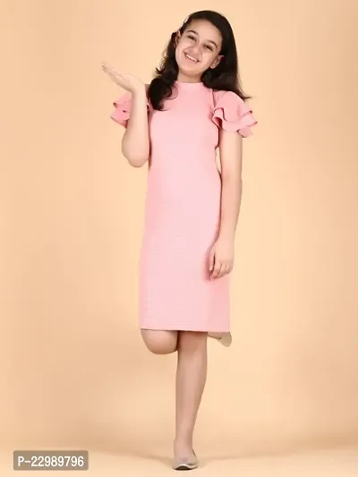 Classic Cotton Blend Solid Dresses for Kids Girls-thumb0