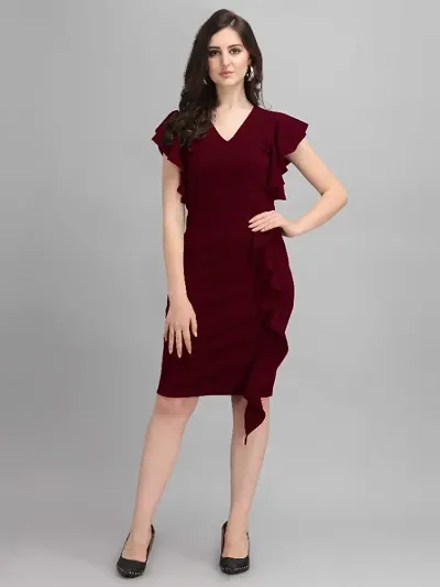 Dresses for Women V-Neck Short Sleeve Lycar Dress