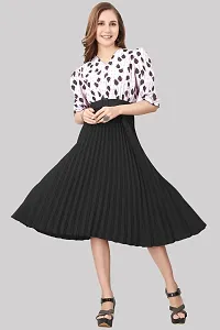 Floral Printed Shirt Collar Pleated Fit  Flare Midi Dress-thumb4