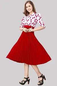 Floral Printed Shirt Collar Pleated Fit  Flare Midi Dress-thumb4