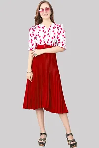 Floral Printed Shirt Collar Pleated Fit  Flare Midi Dress-thumb1