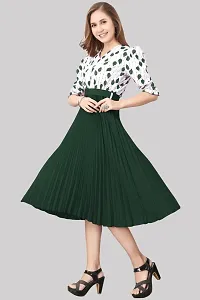 Floral Printed Shirt Collar Pleated Fit  Flare Midi Dress-thumb3