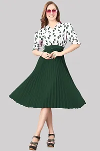 Floral Printed Shirt Collar Pleated Fit  Flare Midi Dress-thumb1