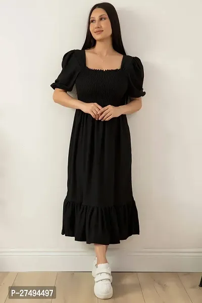 Classic Crepe Solid Dresses for Women-thumb3