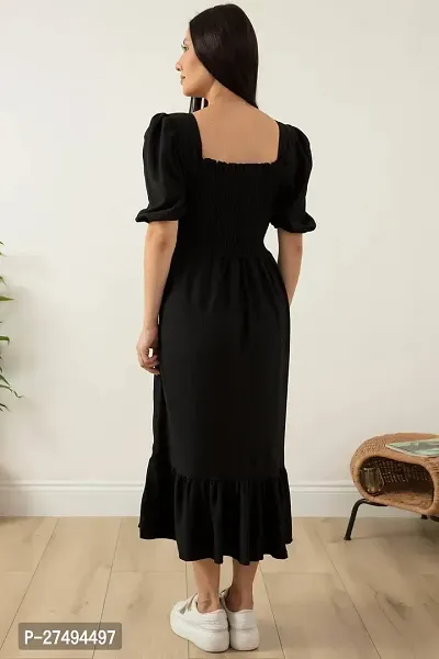 Classic Crepe Solid Dresses for Women-thumb4