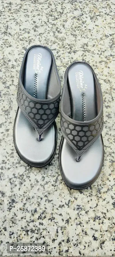 Elegant Grey Rubber One Toe Flats For Women