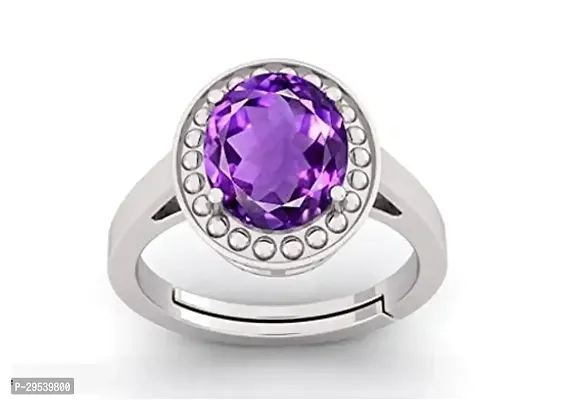 Alluring Silver Brass Amethyst Real Stone Rings For Men