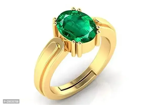 Alluring Golden Brass Emerald Real Stone Rings For Men-thumb0