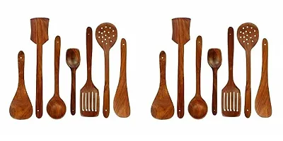 Wooden Cooking Utensil Set Non-Stick Pan Kitchen Tool Spoon Set of 7 (Brown)-thumb1