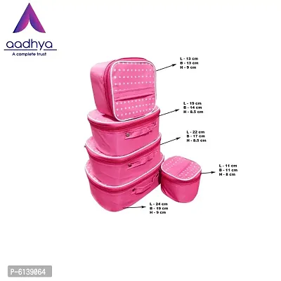 Designer Pink Nylon Vanity Box- 5 Kit