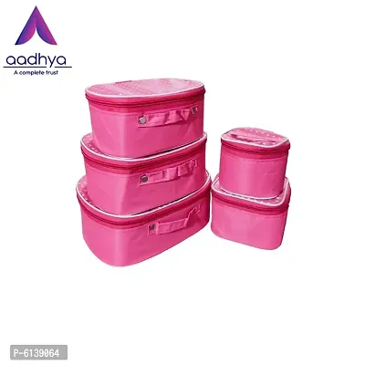 Designer Pink Nylon Vanity Box- 5 Kit-thumb3
