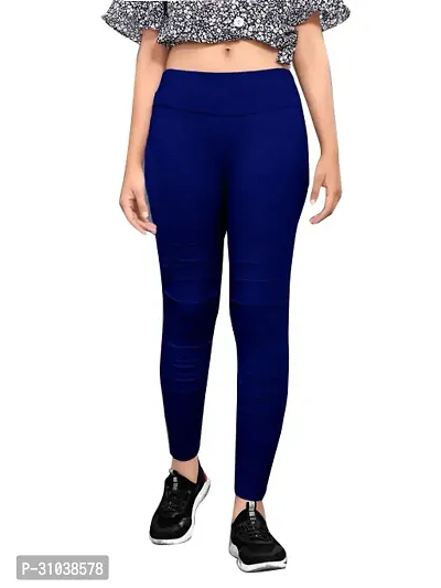 Stylish Navy Blue Cotton Solid Ethnic Pants For Women