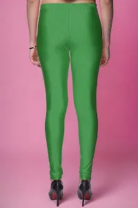 Fabulous Green Lycra Solid Leggings For Women-thumb1