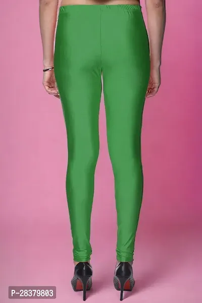 Fabulous Green Lycra Solid Leggings For Women-thumb2