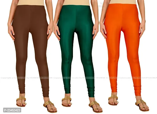 Fabulous Multicoloured Lycra Blend Solid Leggings For Women Pack Of 3-thumb0