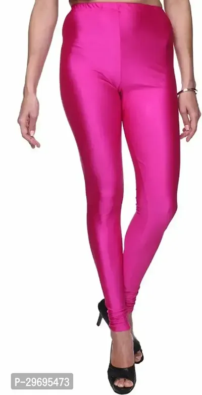 Fabulous Pink Cotton Spandex Solid Leggings For Women-thumb0