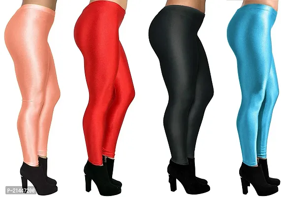 Fabulous Multicoloured Silk Blend  Leggings Combo For Women-thumb3