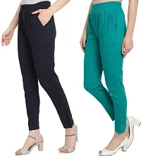 Elegant Multicoloured Cotton Slub Solid Ethnic Pant Combo For Women-thumb2