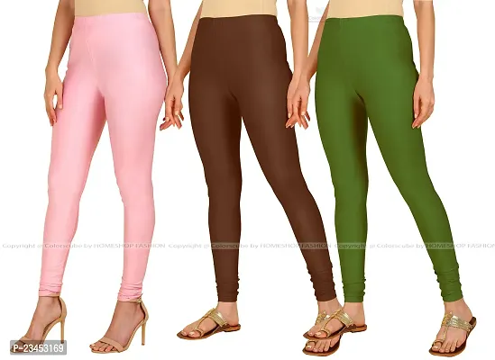 Fabulous Multicoloured Lycra Blend Solid Leggings For Women Pack Of 3-thumb2