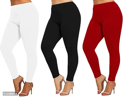 Fabulous Cotton Blend Solid Leggings For Women- Pack Of 3