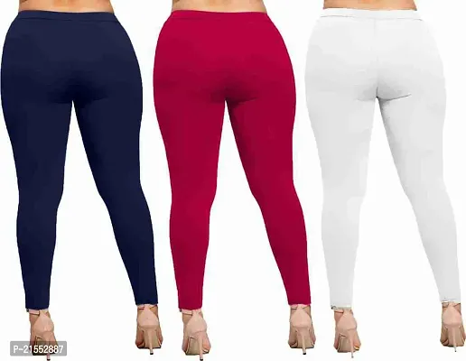 Stylish  Comfortable Cotton Ankle Length Women's Premium Cotton Stretchable Leggings with Rib for women Combo-thumb2