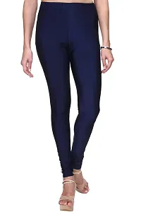 Stylish Blue Satin Solid Leggings For Women-thumb1