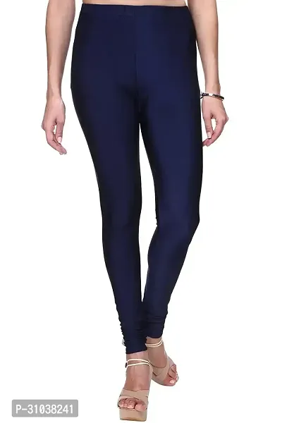 Stylish Blue Satin Solid Leggings For Women-thumb2