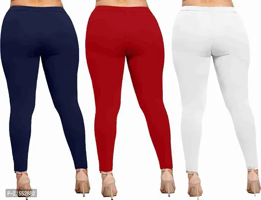 Stylish  Comfortable Cotton Ankle Length Women's Premium Cotton Stretchable Leggings with Rib for women Combo-thumb2