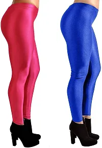 Fabulous Multicoloured Silk Blend  Leggings Combo For Women-thumb1