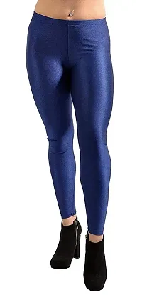 Fabulous Navy Blue Satin Leggings For Women-thumb4