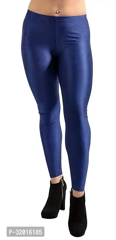 Fabulous Navy Blue Satin Leggings For Women-thumb5