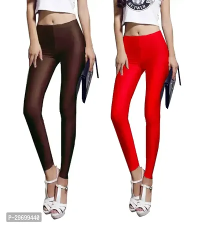 Fabulous Multicoloured Satin Solid Leggings For Women Pack Of 2-thumb0