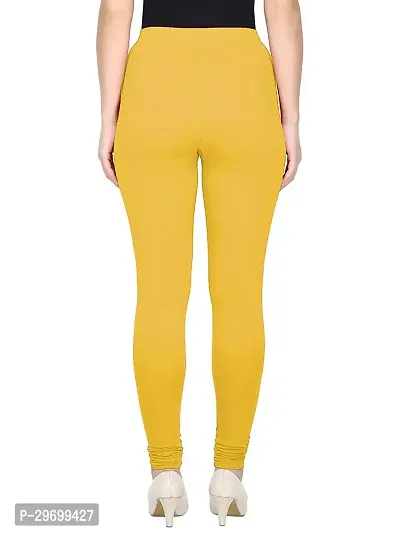 Fabulous Yellow Cotton Solid Leggings For Women-thumb2