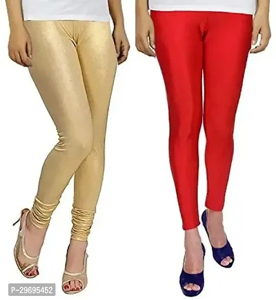 Fabulous Multicoloured Satin Solid Leggings For Women Pack Of 2-thumb0