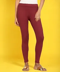 Fabulous Maroon Cotton Solid Ankle Length Leggings For Women-thumb1