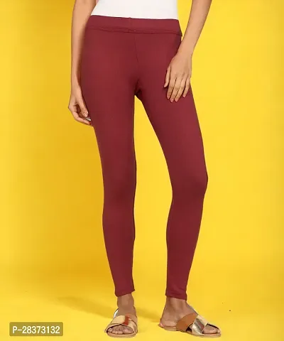 Fabulous Maroon Cotton Solid Ankle Length Leggings For Women-thumb2