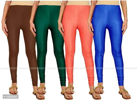 Stylish Fancy Lycra Blend Solid Leggings For Women Pack Of 4-thumb0