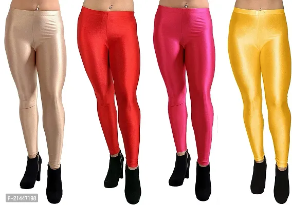 Fabulous Multicoloured Silk Blend  Leggings Combo For Women