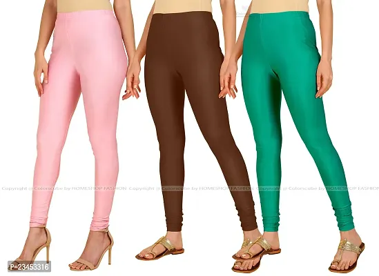 Fabulous Multicoloured Lycra Blend Solid Leggings For Women Pack Of 3-thumb2