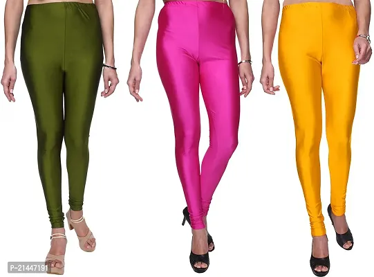 Fabulous Multicoloured Silk Blend  Leggings Combo For Women