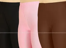 Fabulous Multicoloured Lycra Blend Solid Leggings For Women Pack Of 3-thumb3