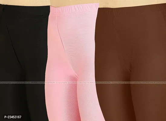 Fabulous Multicoloured Lycra Blend Solid Leggings For Women Pack Of 3-thumb4