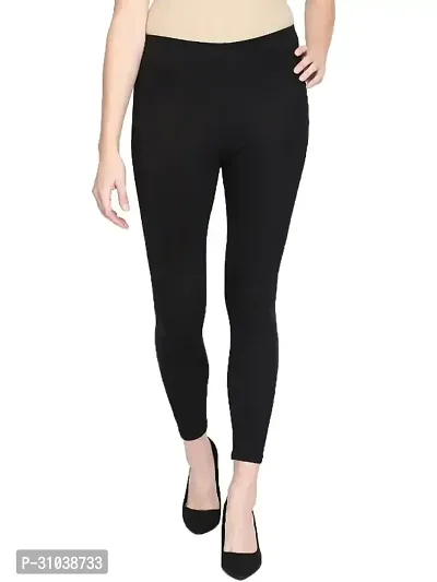 Stylish Black Cotton Blend Solid Leggings For Women-thumb0