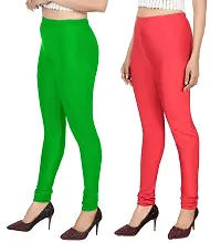 Stylish Multicoloured Lycra Solid Leggings For Women Pack Of 2-thumb2