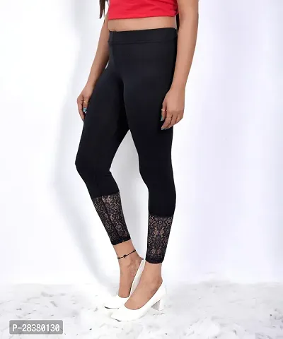 Stylish Black Cotton Solid Leggings For Women-thumb3