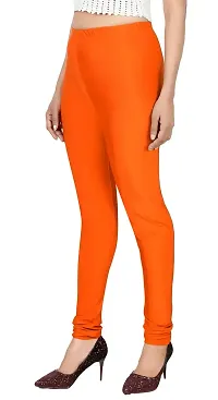 Fabulous Orange Satin Leggings For Women-thumb2