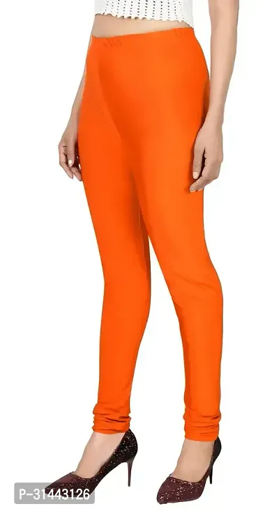 Fabulous Orange Satin Leggings For Women-thumb3