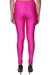 Stylish Pink Satin Solid Leggings For Women-thumb2